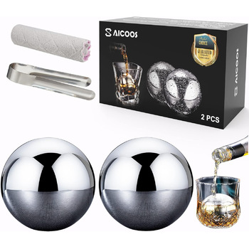 Багаторазова кулька для льоду 2 шт. и - кубик льоду круглий, камінь для віскі, кубики льоду з нержавіючої сталі з високою технолог