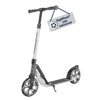 Самокат HUDORA BigWheel 205 Advanced комфортний алюмінієвий самокат до 100 кг, з регулюванням висоти та можливістю складання, для дітей, підлітків та дорослих, колір Ash