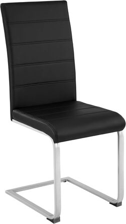 Набір із 2 сучасних обідніх стільців, ергономічні стільці для їдальні, стільці для відвідувачів, кухонні меблі, обідній стіл, кухонні стільці, консольні обідні стільці, висока спинка - чорний колір, набір із 2 шт.