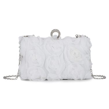 Клатч жіночий Blumen з ланцюжком, білий ідеальний аксесуар для вечірніх та урочистих подій