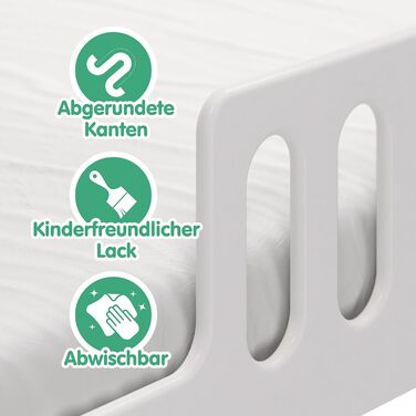 Домашнє ліжко CADANI Janne 2в1 200x120 см біле, знімний гнучкий захист від випадіння, дитяче ліжко, що розкладається, дизайн Монте