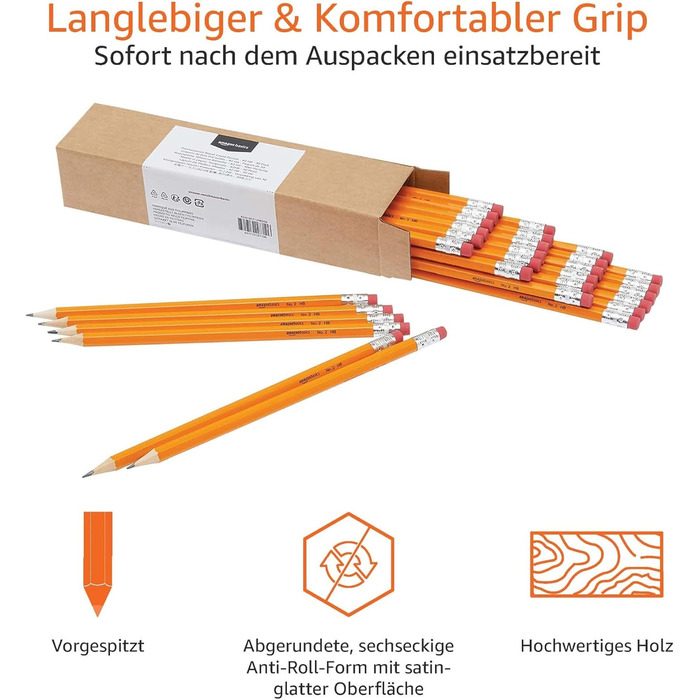 Олівці Storeo Basics у дерев&39яному корпусі, HB, попередньо заточені, 30 шт. , помаранчеві (1 упаковка)