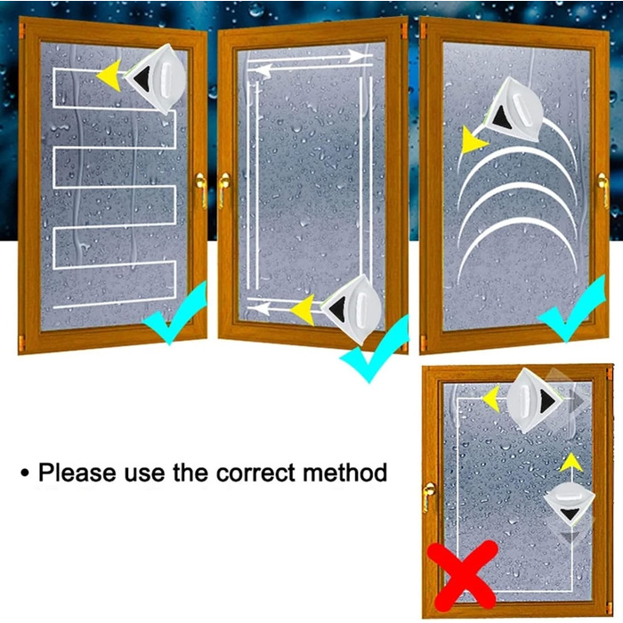 Магнітний засіб для миття вікон, двосторонній склоочисник, побутова щітка для миття вікон, інструмент для миття скла для вікон з подвійним склопакетом (2030 мм)