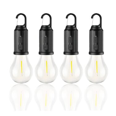 Вуличні казкові вогні, акумуляторні світлодіодні лампочки, портативні кемпінгові вогні, 3 режими освітлення, теплий білий колір, підходить для кемпінгу на свіжому повітрі, садового освітлення, екстреного відключення електроенергії, 4 шт.