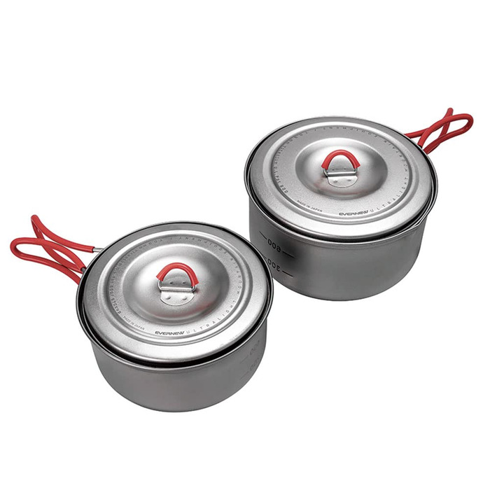 Легкий титановий кемпінговий горщик EVERNEW зі складною ручкою, 600 та 900
