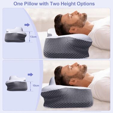 Ергономічна подушка для шиї, ортопедична подушка для голови з піни з пам&39яттю форми для сну на боці, спині та животі зі знімним чохлом, який можна прати (Стиль 1 60 * 34 * 13/10 см)