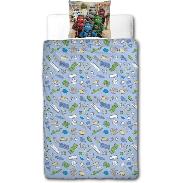Комплект постільної білизни для хлопчиків Ninjago - дитяча постільна білизна - мотив Лего BE COOL - 2 шт. - наволочка 80x80 підоді