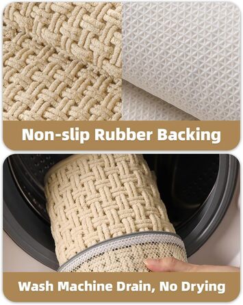 КОЛІР ТА ГЕОМЕТРІЯ Нековзні килимки для ванної, що миються, 40x60 см, абсорбуючі килимки для ванної з шенілу, килимок для ванної кімнати, що швидко висихає, м&39який, хакі, хакі 40x60 см
