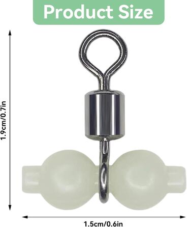 Рибальські вертлюги 3-сторонні світяться в темряві рибальські котушки Поворотні розєми Рибальське приладдя Рибальські гачки Розєм волосіні для швидкого зєднання рибальських приманок, 30 шт.