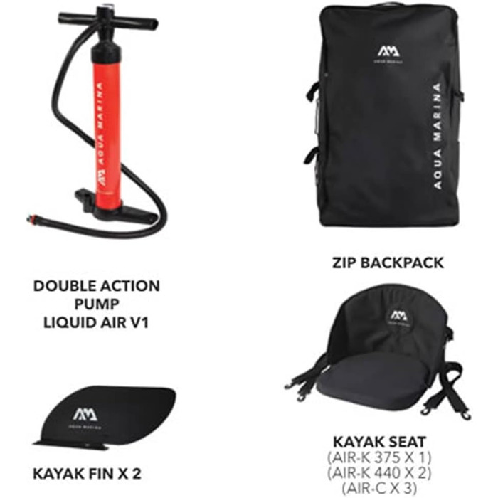 Надувний каяк AM AQUA MARINA Tomahawk AIR-K 440 100 полівінілхлорид (ПВХ) UNI Чорний / Помаранчевий