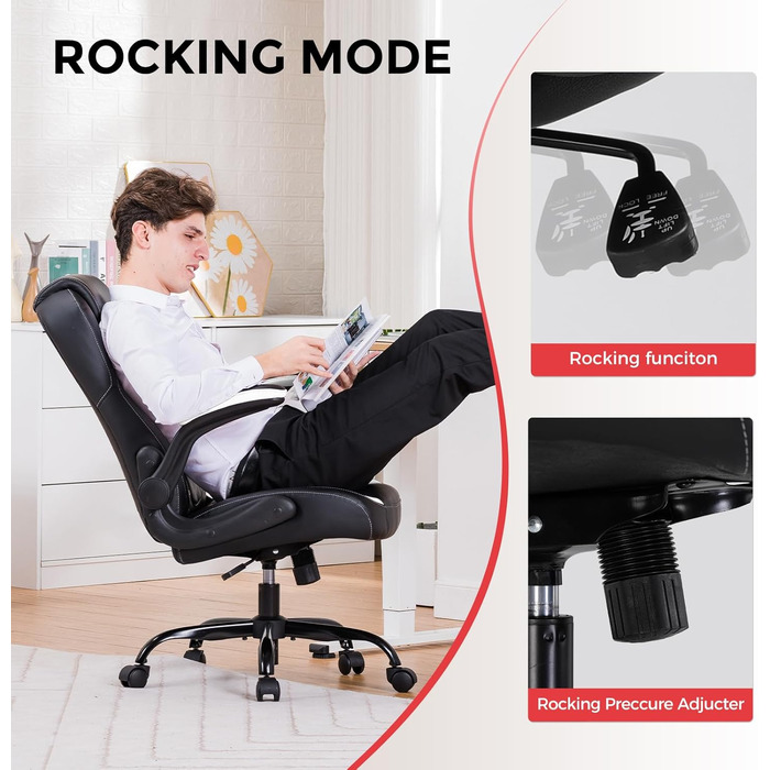 Ігрове крісло GTPLAYER з відкидними підлокітниками, ігрове крісло з функцією гойдання, ергономічне ігрове крісло для комп&39ютера з губкою високої щільності (біле)