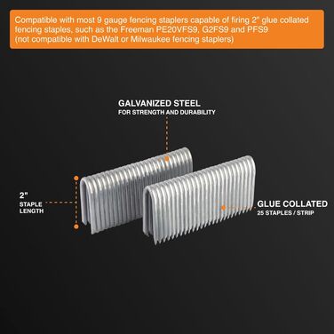 Скоби для огорожі з оцинкованої сталі Freeman FS105G1916 1-9/40,6 см, 10,5 калібру (1500 штук), FS9G2 9 калібру, 2&39