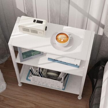 Приставний столик, маленький приставний столик, приставний столик до дивана для вузьких приміщень, вузький приставний столик, тумбочка, для вітальні, спальні, офісу, білий 1 білий