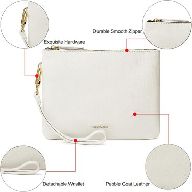 Клатч-гаманець жіночий зі шкіри ягняти, великий, м'який, дизайнерський з ремінцем, колір - світло-бежевий