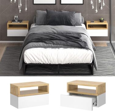 Тумба приліжкова Vicco Urbano, дуб золотистий/білий, 45 x 28 см Коричнева одномісна