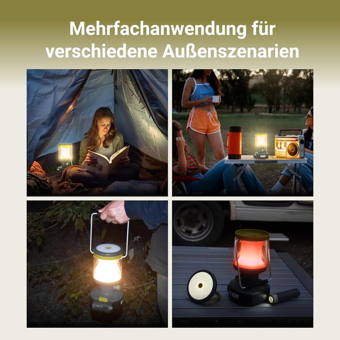 Акумуляторний світлодіодний ліхтар EXIT 20V 3-в-1, акумуляторний кемпінговий ліхтар, багатофункціональні кемпінгові ліхтарі з вбудованим ліхтариком, ідеально підходить для полювання, надзвичайних ситуацій, включаючи акумулятор 2,0 Ah