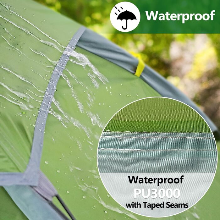 Надлегкий водонепроникний одномісний намет, одномісний тунельний бівак-намет, намет для велосипедного походу, кемпінговий та мотоциклетний намет, невеликий розмір, одномісний намет для трекінгу, кемпінгу та активного відпочинку на свіжому повітрі, зелений