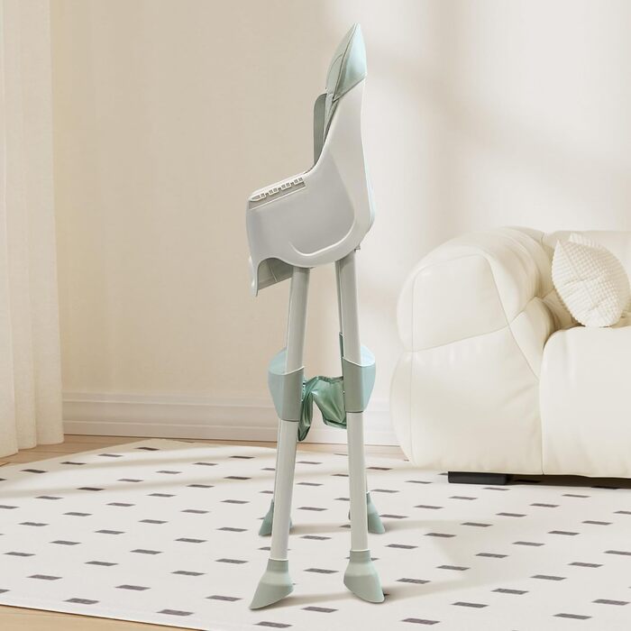 Дитячий стільчик для годування Baby Vivo 2в1 - Знімний регульований піднос - з підвісним кошиком - Оскар в бірюзовому кольорі