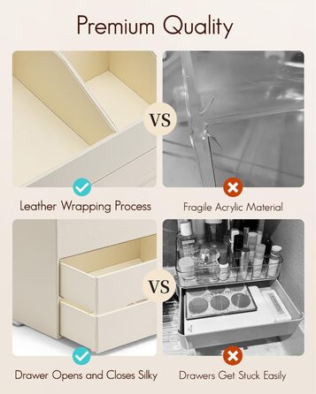 Органайзер для макіяжу VLANDO з 3 шухлядами, органайзер для туалетного столика, органайзер для косметики, органайзер для макіяжу для ванної кімнати, догляд за шкірою комода, бежевий