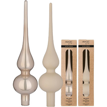 Скляна новорічна верхівка для ялинки 26 см сіро-коричнева Inge-glas