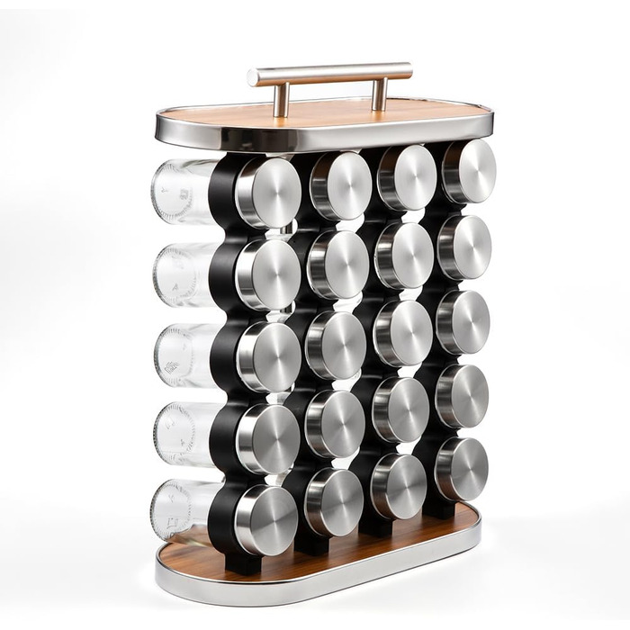 Органайзер для спецій, 20 склянок для зберігання спецій з ручкою для кухонної комори