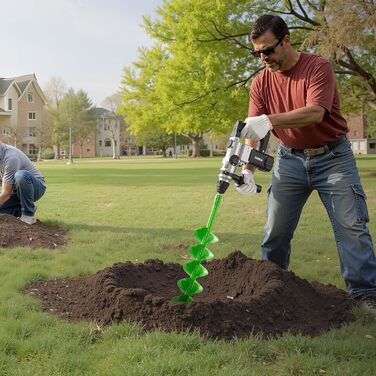 Бур для земляних робіт для дриля, Ø 15x80 см, сумісний з дрилями з внутрішнім діаметром 20 мм, бур для копання ям, садовий бур, насадки для буріння стовпчиків для саду, огорож та міні-екскаваторів