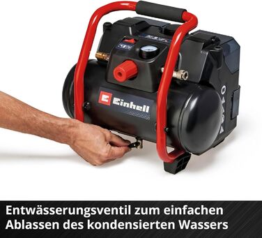 Акумуляторний компресор Einhell TE-AC 36/150 Li OF-Solo Power X-Change (36 В, макс. 8 бар, бак 6 л, продуктивність всмоктування 15