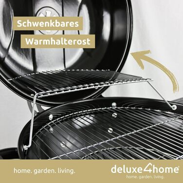 Чайник-барбекю Ø55 см з полицею I Пересувний візок для барбекю з кришкою I Решітка для барбекю на вугіллі, круглий мангал для грил