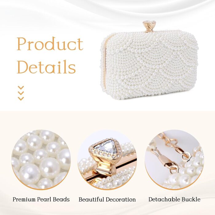 Жіноча перлинна клатч-сумка, вечірня сумочка з перлами для весілля, вечірки, випускного, урочистих подій, бежевий колір