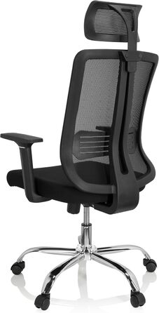 Офісний стілець ZH 200 Обертовий стілець з ергономічною спинкою, регульованим підголівником, тканина/сітка чорного кольору, 719221