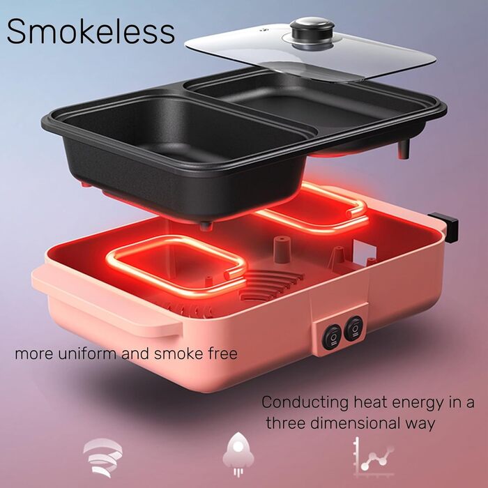 Вт електричний гриль для внутрішнього гриля, електричний корейський гриль, контактний гриль, міні-електрична сковорода на сковороді, гаряча каструля на 2 особи, дворазова вилка ЄС, 220 В 180 , для дому, кімнати в гуртожитку, 1200