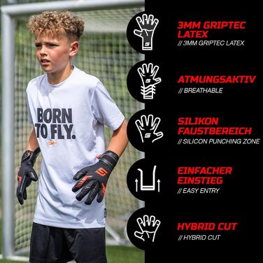 Воротарські рукавички GRIPMODE для дітей, юніорські, червоні 2.0 - Воротарські рукавички з великою ловною поверхнею - Футбольні воротарські рукавички з 3-міліметровим латексом Griptec для додаткового зчеплення - Розмір 4-6 6 Junior Red 2.0