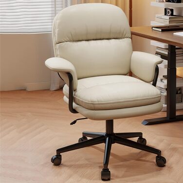 Крісло-туалетний столик з м&39якими підлокітниками, регульовані по висоті обертові крісла зі шкіри, регульоване крісло керівника, сучасне офісне крісло для спальні та домашнього офісу (B, Стиль 2) B Стиль 2