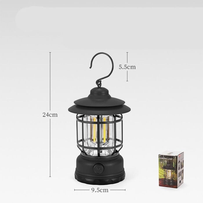 Світлодіодний кемпінговий ліхтар з акумуляторною батареєю, портативний вінтажний кінський ліхтар для походів та кемпінгу, з плавним регулюванням яскравості, 120 120 200 мм, 275 г