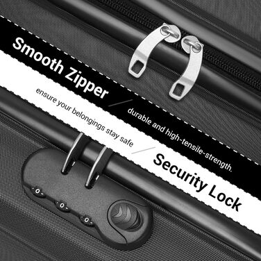 Компактний ручний багаж KONO з від'ємними колесами, 40x30x20 см (без коліс). Легкий борт-валіза з ABSPC для Ryanair, EasyJet & Eurowings (Чорний) 40x30x20 см - Ryanair Чорний