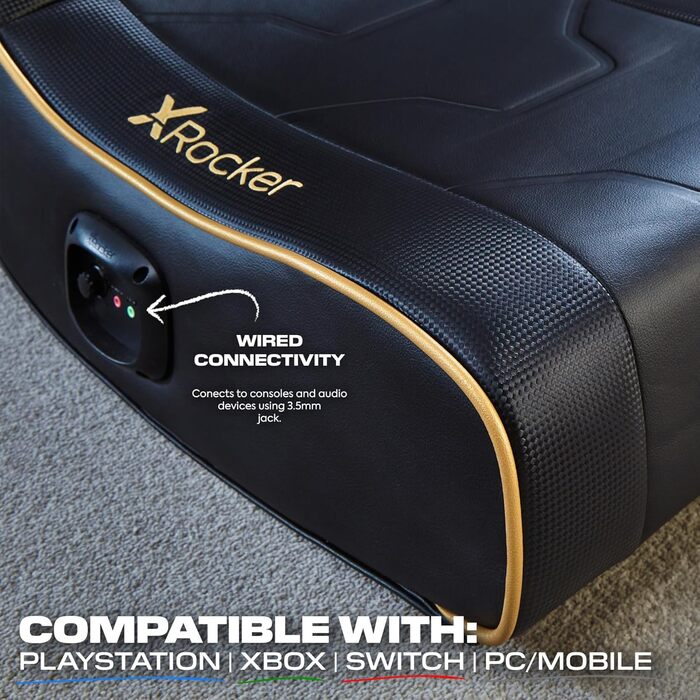 Дитяче ігрове крісло-гойдалка X Rocker Shadow 2.0 з аудіосистемою 2.0 - золотисте/чорне