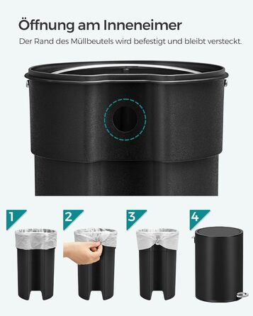 Відро для косметики, 3 л, відро для сміття для ванної кімнати, невелике відро для сміття з кришкою, з плавним закриттям, знімний п