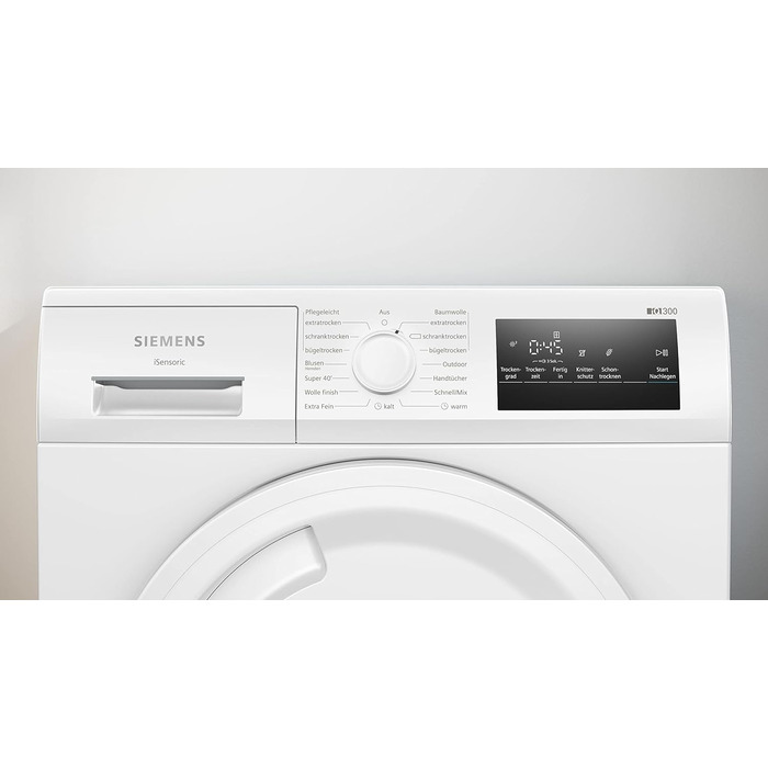 Сушильна машина з тепловим насосом Siemens WT47R440 іQ300, Single для 8 кг білизни енергоспоживання класу A, 176 кВтгод/рік, speedPack, autoDrу , білий