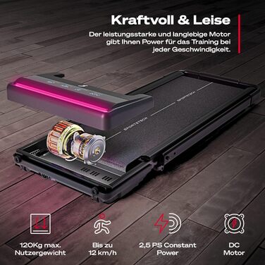 Бігова доріжка Sportstech Walking Pad для домашнього та настільного використання, з ручним регулюванням нахилу, килимок для ходьби та бігова доріжка, додаток, пульт дистанційного керування, компактна, тиха, світлодіодна, для домашнього офісу, sWalk Lite/s