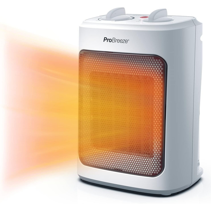 Міні-вентиляторний обігрівач Pro Breeze потужністю 2000 Вт, енергозберігаючий, тихий електричний обігрівач з 3 режимами нагріву. Керамічний вентилятор. Підходить для використання в офісі, вітальні, спальні або на терасі білий - 2000 Вт