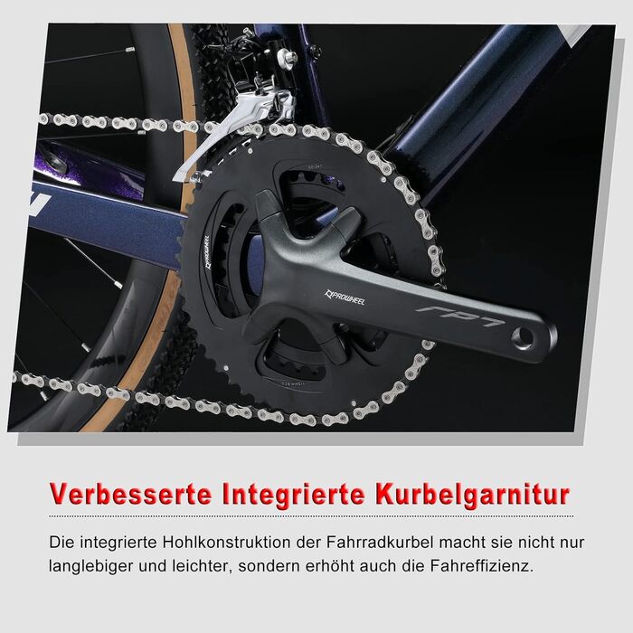 Шосейний/гравійний велосипед 28 дюймів з карбоновою рамою та вилкою, дисковими гальмами Shimano 22 швидкості, карбоновим кермом та підсідельним штирем для чоловіків та жінок, червоний, 53 см