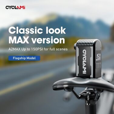 Велосипедний насос, міні-електричний A2MAX, 85x50x32 мм, 10.3 бар / 150 PSI, алюмінієвий сплав, чорний