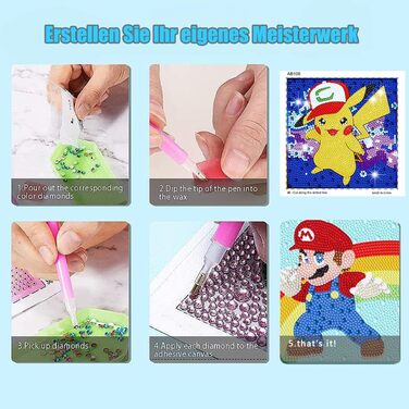 Безрамковий 15x15 Cm), 5d Diamond Painting 4 pieces Creative gifts for Girls And Boys, Craft Boy 8 Years Home Wall Decor (