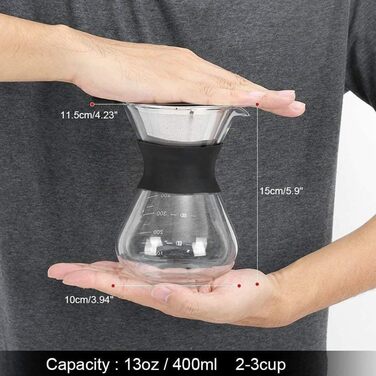 Кавоварка 400 мл, кавоварка, кавоварка для фільтрованої кави, постійний фільтр, крапельний заварювач кави