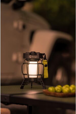 Ліхтар для кемпінгу BERGER Trueno Акумуляторний світлодіодний кемпінговий ліхтар із зарядкою через USB Вуличний ліхтар із регульованою яскравістю Бездротовий аварійний ліхтар, ідеально підходить для відключень електроенергії, наметів, походів та майстерен