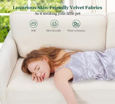 Невеликий 3-місний диван, 175 см. Зручний маленький диван для кімнати підлітка, швидке складання за 3 хвилини без інструментів, сучасний маленький диван для квартири або офісу, бежевий, 175 см.