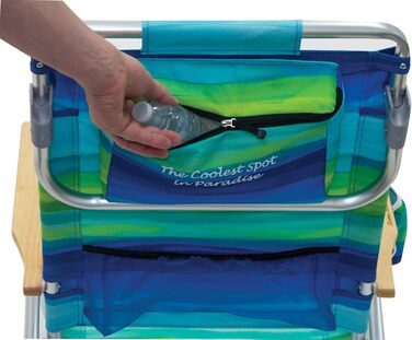 Рюкзак Tommy Bahama Classic Flat, 2 шт., 5 позицій, з кулером та тримачем для напоїв, портативний складний пляжний стілець для засмаги, синій/зелений, синій/зелений, 23&39 x 25,25&39 x 31,5&39