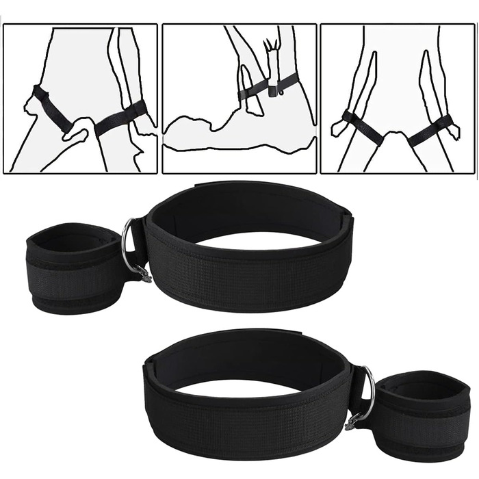 Бондаж Набір Наручники Стегна Регульований Обмеження Набір БДСМ Іграшка для Закоханих Пар Початківців і Професіоналів Чорний
