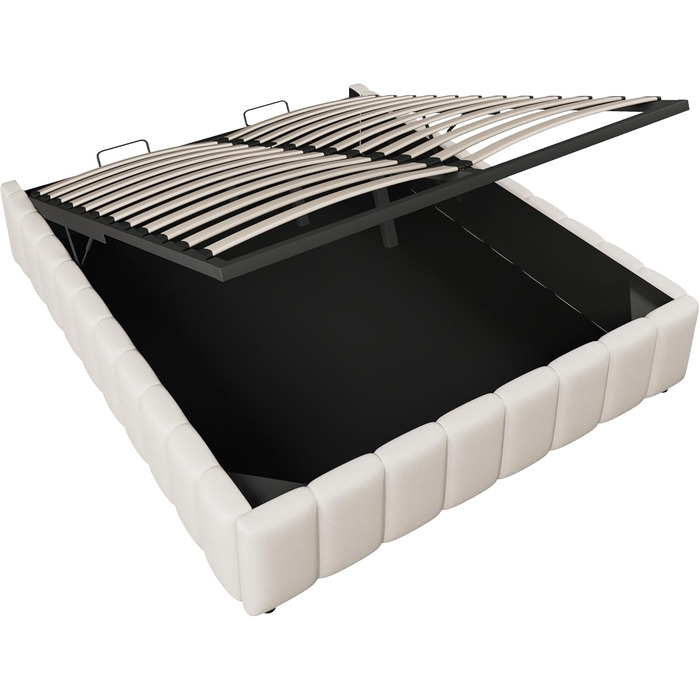 М&39яке ліжко 140x200, двоспальне ліжко з місцем для зберігання та рейковим каркасом, без узголів&39я, каркас ліжка з гідравлічною шухлядою для зберігання, гідравлічне ліжко, ліжка з місцем для зберігання, каркас ліжка, дитяче ліжко, лляне, без матраца, б