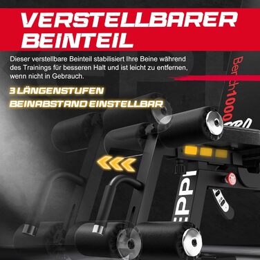 Регульована силова лава Keppi, вантажопідйомністю 600 кг, з кутом нахилу та горизонтальною лавою для домашнього фітнесу, багатофункціональна тренувальна лава для жиму лежачи, силових тренувань та тренувань усього тіла - Bench1000 Pro